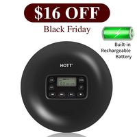 Rechargeable Portable CD Player, HOTT Personal Compact Player with Headphones, Walkman CD Player Anti-Scratch Skip Protection, USB Charging Cable LCD Display Disc Player