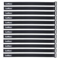 Hook and Loop Straps Lekou Multipurpose Fastening Cable Strap Reusable Securing Strap with 5 Rows Welding Lines1"x 18"-12 Pack -Black