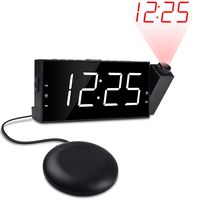 OnLyee Projection Alarm Cloc for Bedrooms, Dual Loud Alarm Clock with Bed Shaker for Heavy Sleepers, 7" Large Display, Digital Clock with Dimmer Options, USB Charging Port, Battery Backup