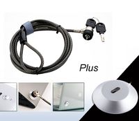 Tumecos Laptop Lock and Adhesive Security Slot Security Plate - Two Keys with 5.9 Foot Sturdy Security Cable