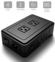 CentreGear 2 Outlets Surge Protector Power Strip with 4 USB Charging Ports and 6' Power Cord, Portable Charging Station for Apple IPhone, Android Devices & other USB Compatible Devices (Black)