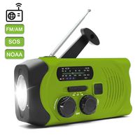 NOAA Weather Radio for Emergency Solar Hand Crank Self Powered Portable Radio, AM/FM Radio with LED Flashlight,SOS Alarm,2000mAh Power Bank Cell Phone Charger (Green)