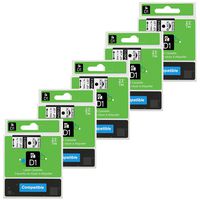 5-Pack Equivalent Dymo D1 Label Tape 45013,1/2 Inch x 23 Feet, Black on White Tapes for Dymo LabelManager 160 280 420P PnP 220P 360D 450 210D