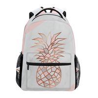 ALAZA Rose Gold Pineapple On Pink And White Marble Stylish Large Backpack Personalized Laptop iPad Tablet Travel School Bag with Multiple Pockets for Men Women College