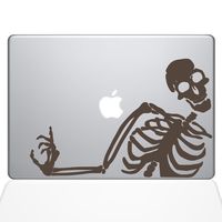 The Decal Guru 2078-MAC-15X-BRO No You Didn't Skeleton Decal Vinyl Sticker, 15" MacBook Pro (2016 & Newer), Brown