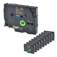 NineLeaf 10 Pack Gold on Black Label Tape Compatible for Brother TZ TZe TZ 334 TZe 334 1/2 inch for P-Touch GL-100 PT-1000 PT-1010 PT-1100 PT-1170 PT-11Q PT-1280 PT-18R PT-2030 PT-D210BK Printer