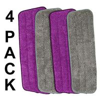 Microfiber Spray Mop Pads Replacement Heads for Wet and Dry Mops 15” Flat Mop Refill (4 Pack)