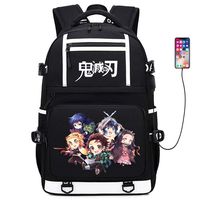 Anime Demon Slayer Cosplay Backpack Daypack Bookbag Laptop Bag School Bag with USB Charging Port (Color 15)