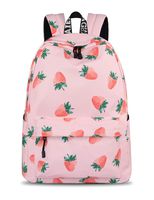 Yanaier School Bookbags for Girls Cactus Waterproof Lightweight Canvas Backpack for Girls Teenage Daypack Casual Travel Bag for Women Strawberry