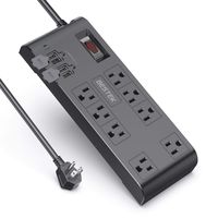 BESTEK 8-Outlet Surge Protector Power Strip 12 Feet Heavy Duty Extension Power Cords, 4.2A 4-Port USB Charging Station, 600 Joules, FCC ETL Listed, Grey