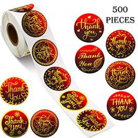 Thank You Seal Stickers Happy New Year Stickers Valentine's Day Stickers Inspirational Quote Stickers Snowflake Label Stickers(Thank You, 500 Pieces)