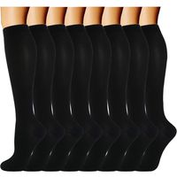 ACTINPUT 8 Pairs Compression Socks Women & Men -Best Medical,Nursing,Travel & Flight Socks-Running & Fitness，Pregnancy -15-20mmHg (S/M, Black)