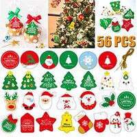 Christmas Gift Tags Tie On with String, 56 Count for Merry Christmas Holiday Gift Bags Party Supplies, Craft Hang Label, Gift Wrap Tags for Party Favor and Christmas Tree Decoration (28 Designs)