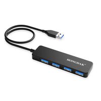 USB Hub, 4 Port USB 3.0 Hub, Portable Hub for PC, Laptop, USB Flash Drives, and Mobile Hard Disk and Other USB A Devices (Black)