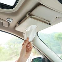 Fredysu Car Tissue Holder, Sun Visor Napkin Holder, Car Leather Tissue Case Holder for Sun Visor & Seat Back with Tissue Refill (Beige)