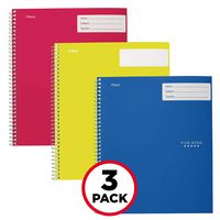 Five Star Interactive Notetaking, 1 Subject, Wide Ruled Spiral Notebooks, 100 Sheets, 11" x 8-1/2", 3 Pack (38599)