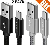 BLUELEC USB Certified Type C Cable, [2-Pack][6.6ft] USB C Cable Nylon Braided Charger Cord Compatible Charging Samsung Galaxy Note 9, S8/S9, LG V20 G5 G6, Pixel, Nexus 5X/6P, Moto Z2 G6 (Black/Silver)