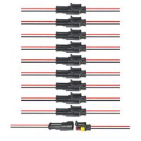 ATPWONZ 2 Pin Way Car Waterproof Electrical Connector Plug with Wire AWG Marine Pack of 10