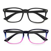 Blue Light Blocking Glasses Square Frame- Sleep Better, Reduce Eyestrain & Fatigue When Gaming, Tablet/Phone Reading, TV (Matte Black and Gradient Purple)