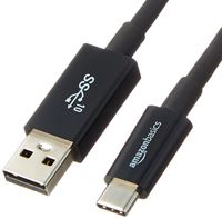 AmazonBasics USB Type-C to USB-A Male 3.1 Gen2 Cable - 3 Feet  (0.9 Meters) - Black, 5-Pack
