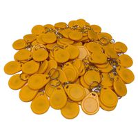 HFeng 13.56MHz RFID Access Control Keyfobs Proximity MF Classic 1k Keychains Smart IC Keycard for Door Home System NFC Token tag 100pcs (Yellow)