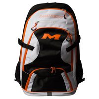 Miken Players Backpack (with 4 Bat Slots and Laptop Sleeve), White/Orange