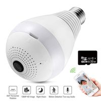 Light Bulb Camera 360 Degree LED Light Wireless Panoramic Home Security WiFi Camera 1080P HD Home Surveillance with IR Motion Detection Night Vision with 32G TF Card