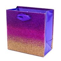 Hallmark Signature 5" Small Gift Bag (Purple, Pink and Copper Ombre Glitter) for Birthdays, Bridal Showers, Retirements or Any Occasion