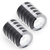 10-Roll Equivalent to Dymo 3D Plastic Tapes Embossing Label Maker Tape 520109 Compatible with Dymo Embossed Label Makers Office Mate II 154000 Organizer Xpress 12965, 3/8'' x 9.8', White on Black