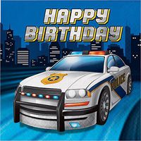 Creative Converting 329386 Police Party 192-Count Happy Birthday Lunch Paper Napkins