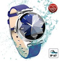 Elbees Store Smart Watch, Fitness Tracker for Android and IOS Phones, Waterproof Sport Watch with Heart Rate Monitor and Calorie Burn Counter, Soft Leather Smart Band for Women Girls(Blue)