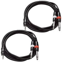 Seismic Audio - SAiTSY6-2Pack - Pair of 1/8" Stereo 3.5 mm to Dual 1/4" TS Splitter Cable - 6 Feet