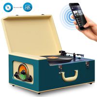 Pyle Vintage Turntable Record Player Bluetooth, CD, USB SD Recorder AM/FM Radio, Retro Vinyl Style | Built in Speakers & Remote PVTT15UBT