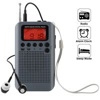 Owlike Portable AM FM Radio Alarm Clock & Sleep Timer, Clear Loudspeaker,Pocket Battery Operated Two Band Digital Tuning Stereo Radio with 3.5mm Headphone Jack for Walking Jogging Camping (Grey)