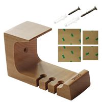 Headphone Stand, Wood Headphone Stand with Screw Sturdy DIKOO Earphone Holder Hanger Mount Holder Under-Desk and Adhesive Stick-on