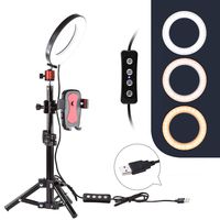 6" Selfie Ring Light with Tripod Stand for YouTube Video and Makeup,Nugilla Led Desktop Ring Light,Cell Phone Holder Desktop LED Lamp Mini LED Camera Light with 3 Light Modes & 11 Brightness Level.