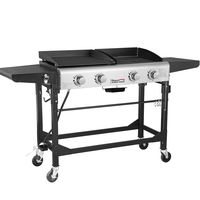 Royal Gourmet Portable Propane Gas Grill and Griddle Combo,4-Burner,Griddle Flat Top, Folding Legs,Versatile Outdoor Camping Stove with Side Table