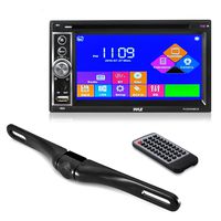 Premium Pyle 6.5-Inch Double Din Car Stereo with Bluetooth Receiver Headunit, Reverse Backup Camera, Car Video, Touchscreen, Waterproof, USB/SD, Aux-In, Multimedia Disc Player, MP4/MP3 (PLDNV64BCM)