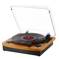 Bluetooth Turntable,JOPOSTAR Vinly Record Player Built-in Dual Stereo Speakers, LP 3-Speed Belt Driven, Aux Input & RCA Output, Natural Wood