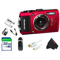 Olympus OLYTG4RD-32GB4PC Stylus 16 Waterproof Digital Camera with 4x OIS Zoom, 3" LCD (Red)