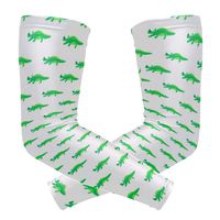Fashion Sports Arm Supports Cute Crocodile Green and White Basketball Shooter Sleeves Sunscreen Cuff Stretched Fabric for Football, Volleyball, Baseball Protection, Youth & Adult Sizes(1 Pair)