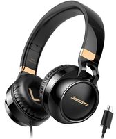 USB C Headphones Over Ear, Acessorz Type-c Wired Over-Ear Noise Cancelling HiFi Stereo Headphones Earphones w/Mic for iPad Pro 2018, New MacBook, Dell Xps, Google and Samsung Type-c Devices - Black