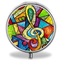 Compact 3 Compartment Medicine Case, IMLONE Customized Music Note Pill Organizer Metal Pill Box Pill Container for Purse, Travelling and Daily Needs