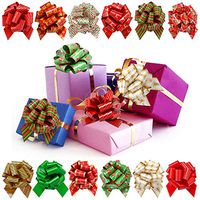 LUDILO 12pcs 5'' Pull Bows Easter Gift Bows Gift Wrap Bows Ribbons Decorative Bows for Easter Eggs Gift Decorations Gift Wrapping Xmas Décor Easter Party Supplies, 12 Designs Multi-Color