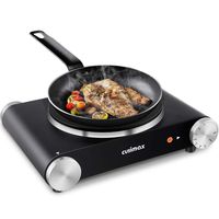 CUSIMAX Portable Hot Plate Burner for Electric Cooking, 1500w Single Countertop Burner with Knob Control to Adjustable Temperature and Anti-Skid Feet Electric Stove for Dorm Office Home RVs, Compatible for All Cookwares 