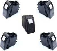 DCFlat 12v 20 Amp Waterproof Green/Red/Orange/White/Color LED On/Off Boat Marine Rocker Switch with Light (5 x LED Rocker Switch) (3 Pin) (White)