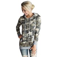 Hunauoo Women Hoodies Tops Casual Camo Floral Printed Pullover Drawstring Sweatshirt with Pocket