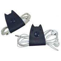 Cat Shaped Cord Keeper (Cord Clam) 2-Pack Handmade by Hide & Drink :: Slate Blue