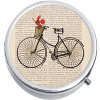 Bicycle Flowers Medicine Vitamin Compact Pill Box