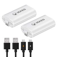 Xbox One Games Rechargeable Battery 2 Pack - 1200 mAh Lithium ion play and charge kit for Xbox One/Xbox One S/Xbox One X/Xbox One Elite Wireless Controllers, 2PCS 5Ft Charging Cables with LED Lights